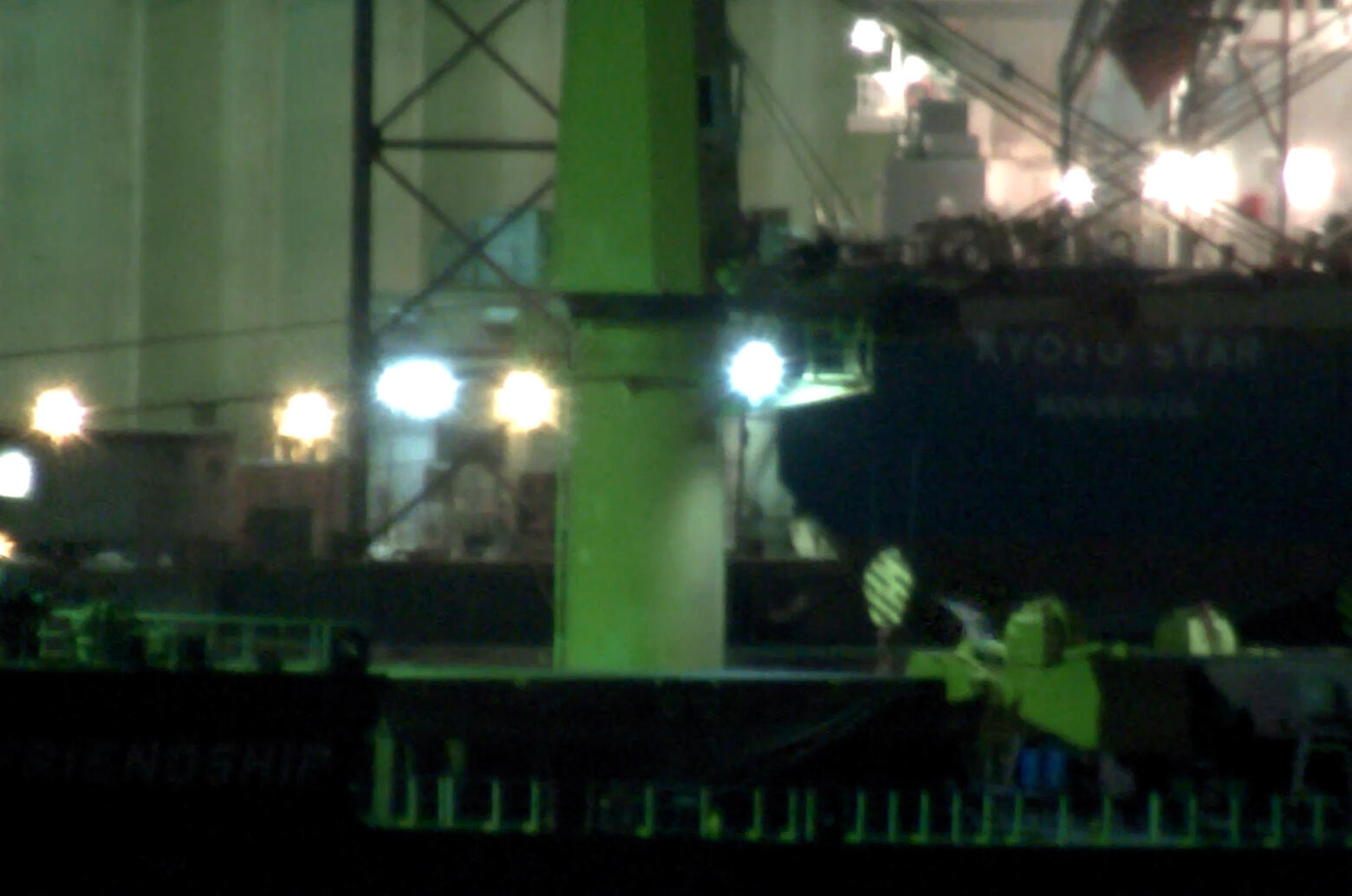 Cargo Ship 4km Away with Visible (Color) Camera at Night